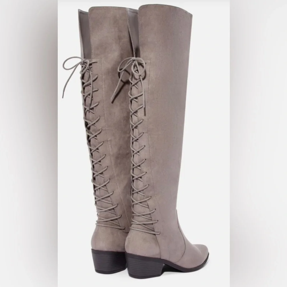 Let’s Stroll over the knee tie up boots - Picture 5 of 6